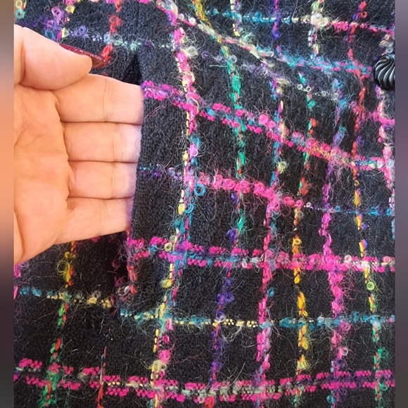 Vintage 90s Vibrant Checkered Multi-Coloured Lined Blazer Jacket - Picture 7 of 12